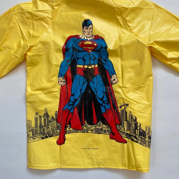 1993 Deadstock Vintage Superman The Man of Steel Kids Hooded Raincoat Jacket - Picture 4 of 10